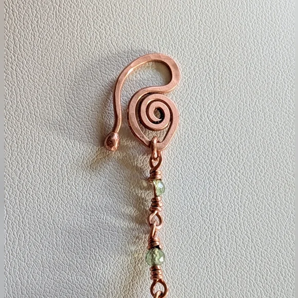 Moonstone Copper Chain Bracelet Rare Green Apatite Gems Dainty Artisan Crafted - Picture 14 of 16